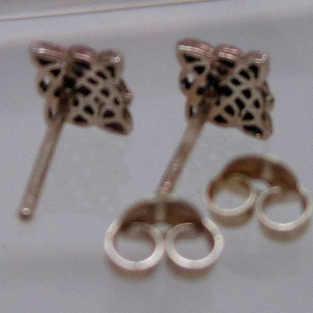 Vintage 90s Thailand Sterling Silver Celtic Knot‎ Stud Earrings 6mm Mens Womens